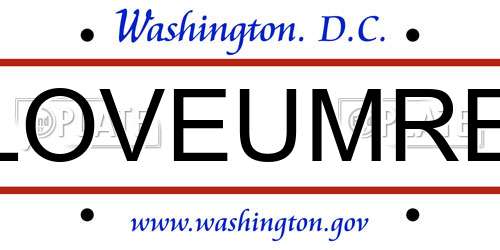 LOVEUMRE District Of Columbia License Plate