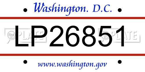 LP26851 District Of Columbia License Plate