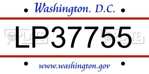 LP37755 District Of Columbia License Plate