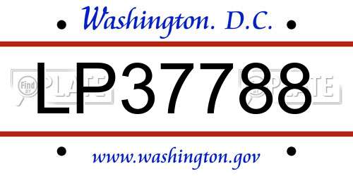 LP37788 District Of Columbia License Plate