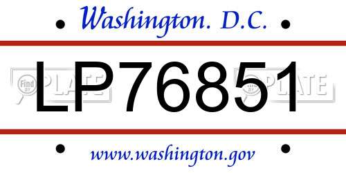 LP76851 District Of Columbia License Plate