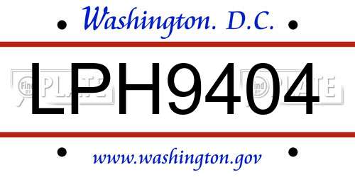 LPH9404 District Of Columbia License Plate