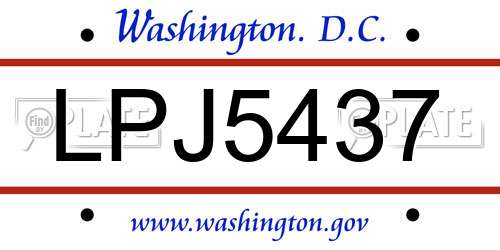 LPJ5437 District Of Columbia License Plate