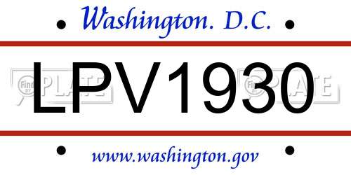 LPV1930 District Of Columbia License Plate
