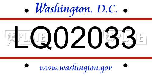 LQ02033 District Of Columbia License Plate