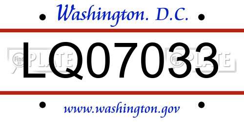 LQ07033 District Of Columbia License Plate