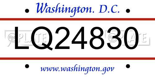LQ24830 District Of Columbia License Plate