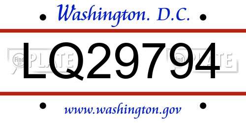 LQ29794 District Of Columbia License Plate