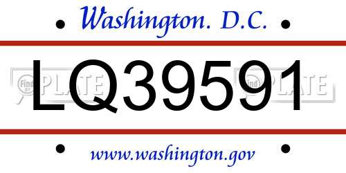 LQ39591 District Of Columbia License Plate