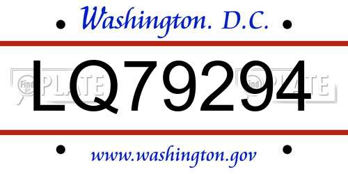 LQ79294 District Of Columbia License Plate