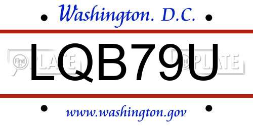 LQB79U District Of Columbia License Plate