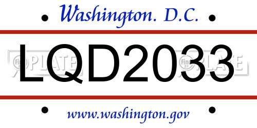 LQD2033 District Of Columbia License Plate