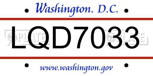 LQD7033 District Of Columbia License Plate