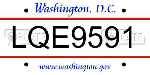 LQE9591 District Of Columbia License Plate