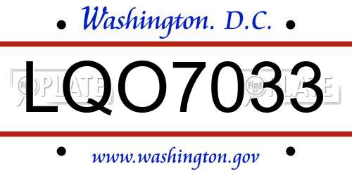 LQO7033 District Of Columbia License Plate