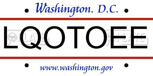 LQOTOEE District Of Columbia License Plate