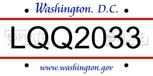 LQQ2033 District Of Columbia License Plate