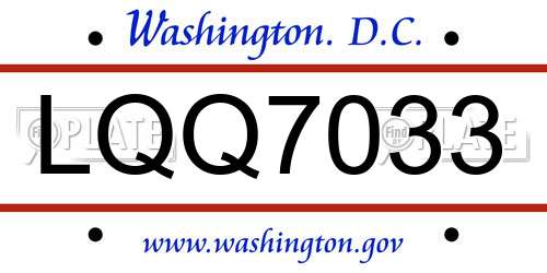 LQQ7033 District Of Columbia License Plate