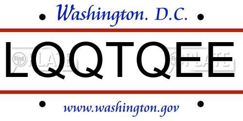 LQQTQEE District Of Columbia License Plate