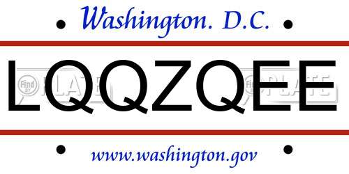 LQQZQEE District Of Columbia License Plate