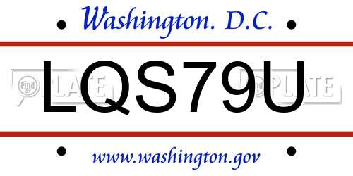 LQS79U District Of Columbia License Plate