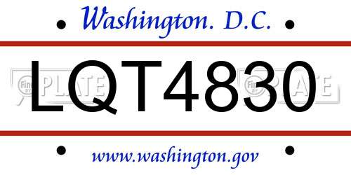 LQT4830 District Of Columbia License Plate