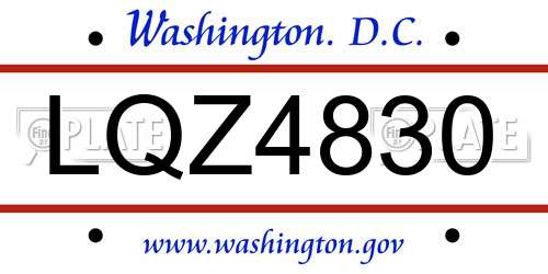 LQZ4830 District Of Columbia License Plate