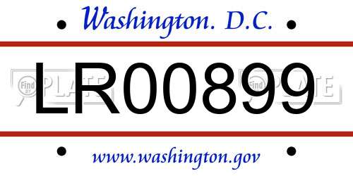 LR00899 District Of Columbia License Plate