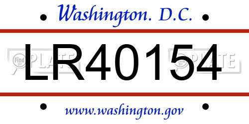 LR40154 District Of Columbia License Plate