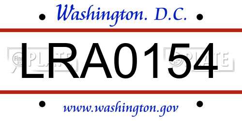 LRA0154 District Of Columbia License Plate