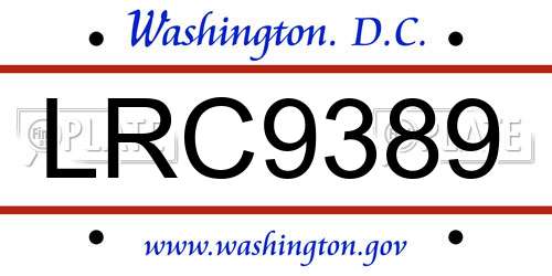 LRC9389 District Of Columbia License Plate