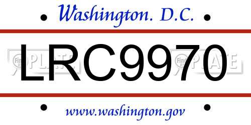 LRC9970 District Of Columbia License Plate