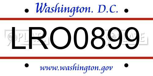 LRO0899 District Of Columbia License Plate
