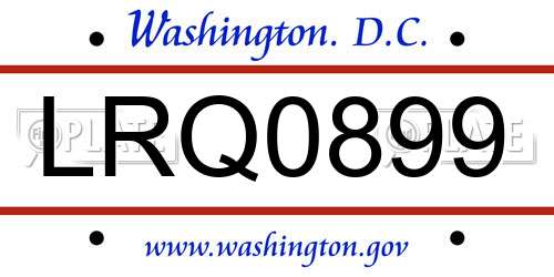 LRQ0899 District Of Columbia License Plate