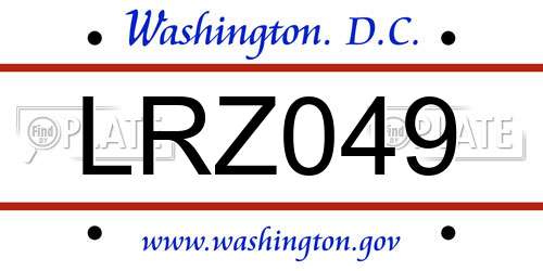 LRZ049 District Of Columbia License Plate