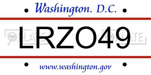 LRZO49 District Of Columbia License Plate