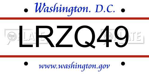 LRZQ49 District Of Columbia License Plate