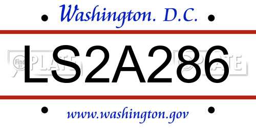 LS2A286 District Of Columbia License Plate