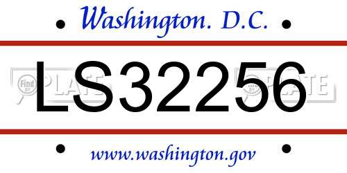 LS32256 District Of Columbia License Plate