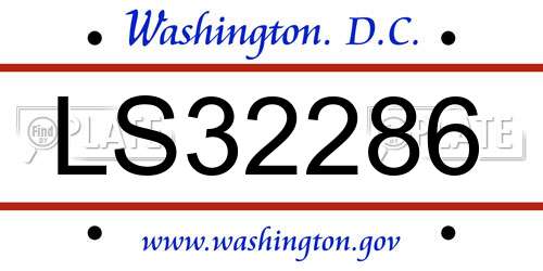 LS32286 District Of Columbia License Plate