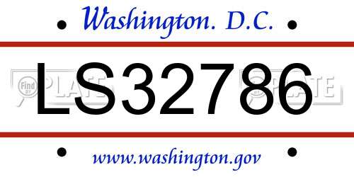 LS32786 District Of Columbia License Plate