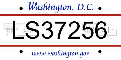 LS37256 District Of Columbia License Plate