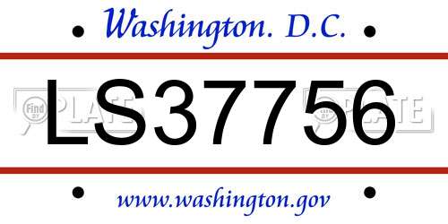LS37756 District Of Columbia License Plate