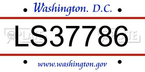 LS37786 District Of Columbia License Plate