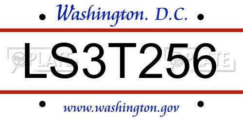 LS3T256 District Of Columbia License Plate