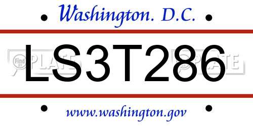 LS3T286 District Of Columbia License Plate