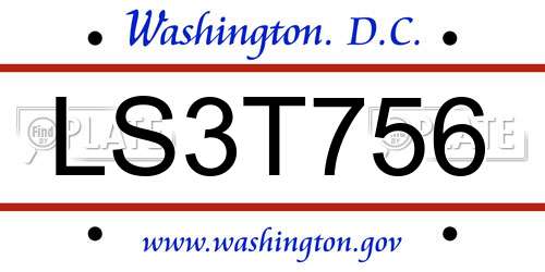 LS3T756 District Of Columbia License Plate