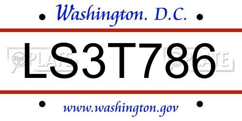 LS3T786 District Of Columbia License Plate