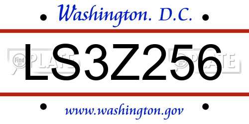 LS3Z256 District Of Columbia License Plate