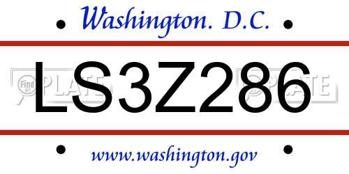 LS3Z286 District Of Columbia License Plate